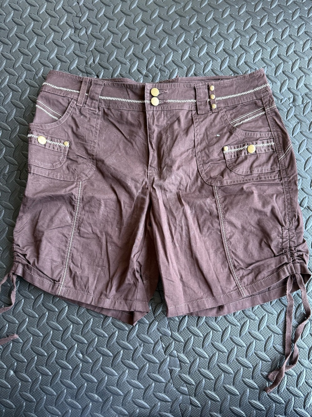 Cato Women's Dark Brown Cargo Shorts with Drawstring Sides